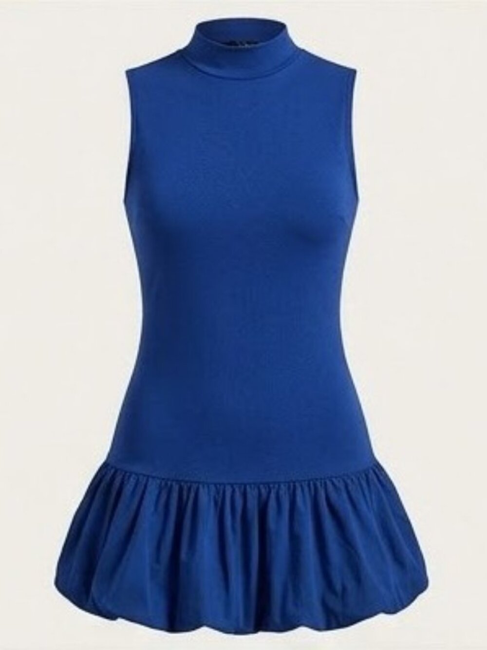 Fashion Nova Sleeveless Mock Neck Drop-Waist Bubble Mini Dress